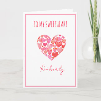 Valentine's Day For Sweetheart Pink & Red Hearts Card