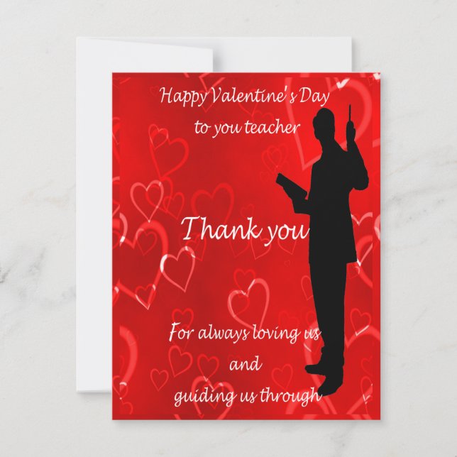 Valentines Day For Teachers Note Card (Front)