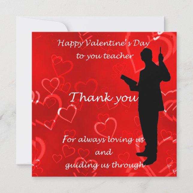 Valentines Day For Teachers  Thank You Card (Front)
