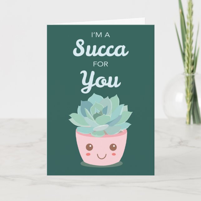 Valentines Day for You with Kawaii Succulent Card (Front)