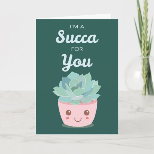 Valentines Day for You with Kawaii Succulent Card