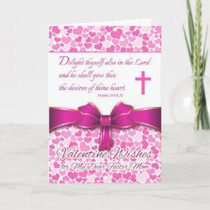 Valentine's Day, Foster Mom, Psalm 37:4 Scripture Holiday Card
