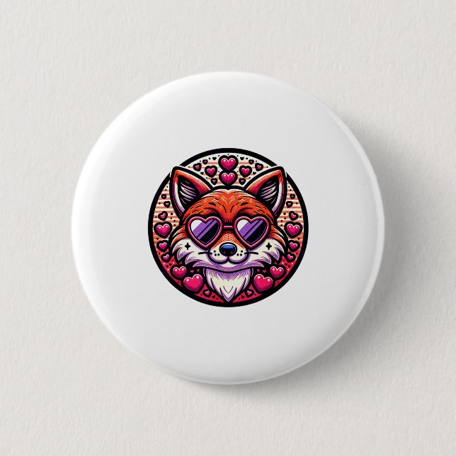 Valentines Day Fox And Matching Couples Foxes  Button (Front)