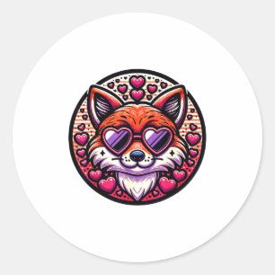 Valentines Day Fox And Matching Couples Foxes  Classic Round Sticker