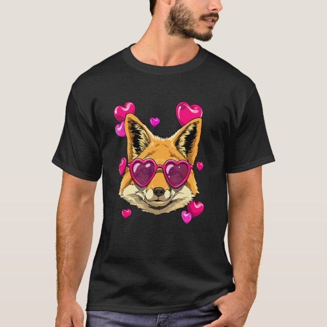 Valentines Day Fox Heart Love Day Couples Fox  Hun T-Shirt (Front)