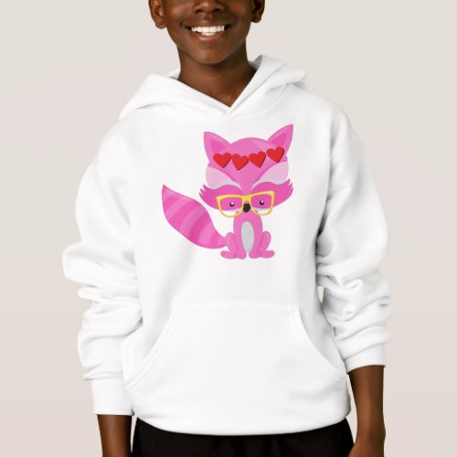 Valentines Day Fox Pink Fox Glasses Hearts Hoodie