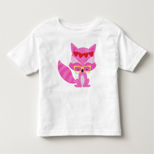 Valentines Day Fox Pink Fox Glasses Hearts Toddler T_shirt