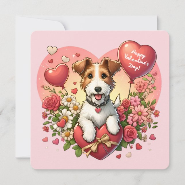 Valentine's Day - Fox Terrier - Card (Front)