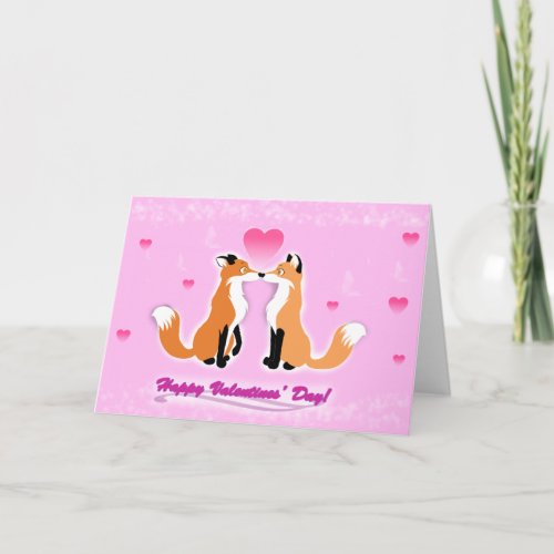Valentines Day Foxes Holiday Card