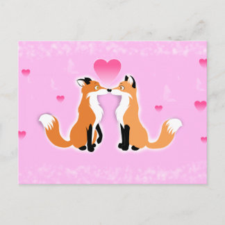 Valentines Day Foxes Holiday Postcard