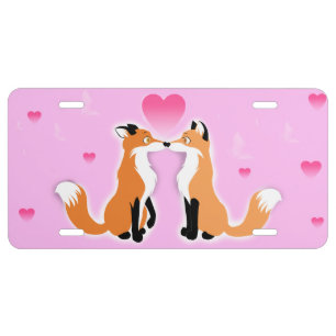 Valentine's Day Foxes License Plate