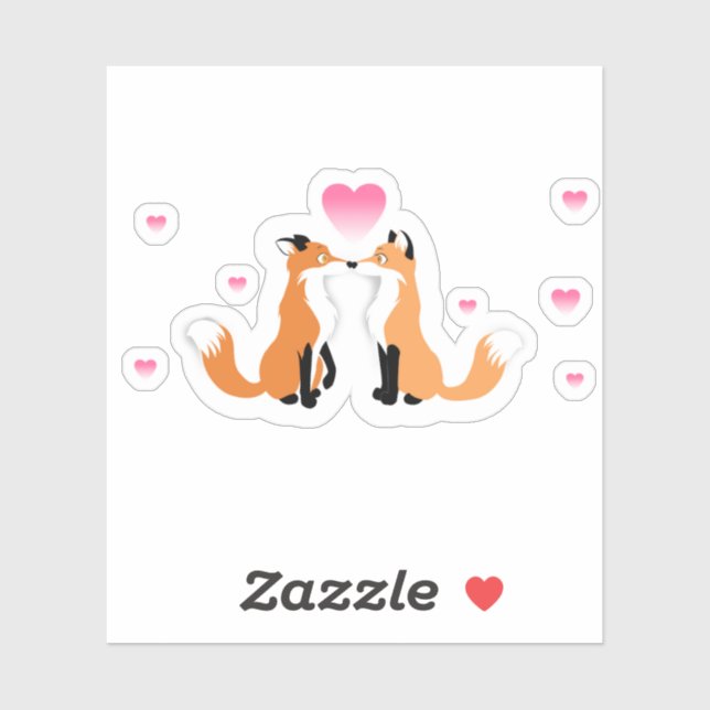 Valentine's Day Foxes Sticker (Sheet)