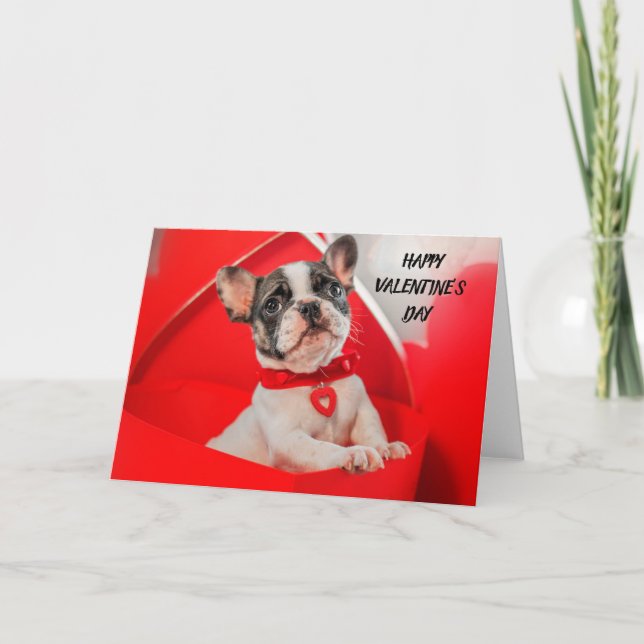 Valentine's Day French Bulldog Holiday Card (Front)