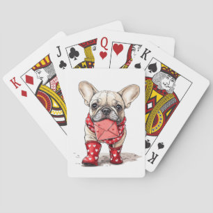 Valentines Day French Bulldog Love Letter Poker Cards