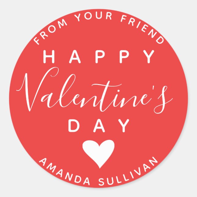 Valentine's day friendship label (Front)