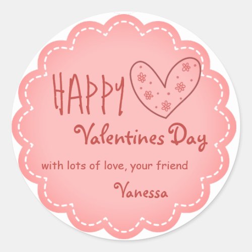 Valentines day friendship personalized sticker