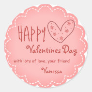Valentines day friendship personalized sticker