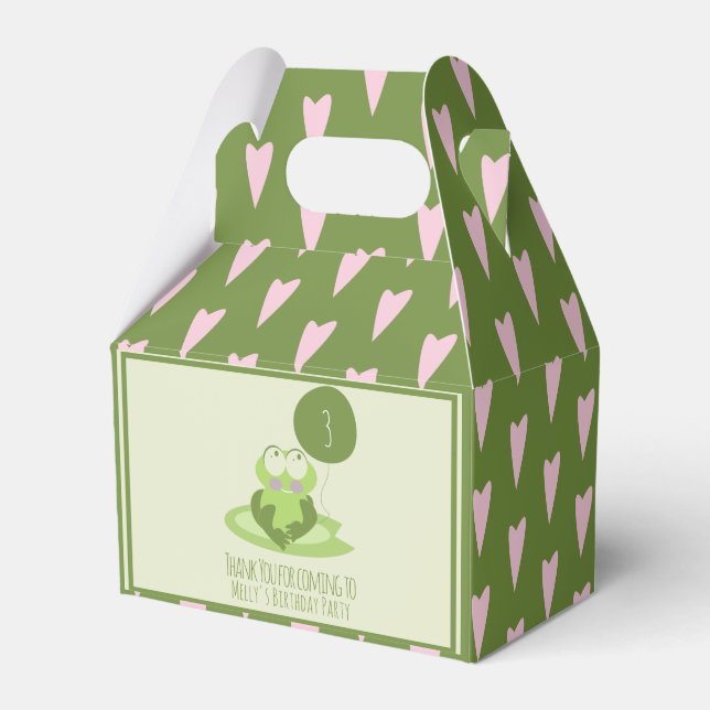 Valentines  Day Frog Birthday Green Thank You  Favor Boxes (Front Side)