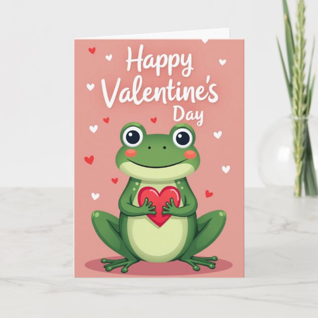 Valentines Day Frog Greeting Card (Front)