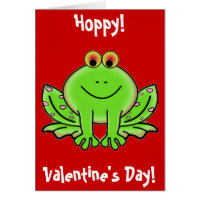 Valentine's Day Frog with Pink Hearts ard Card