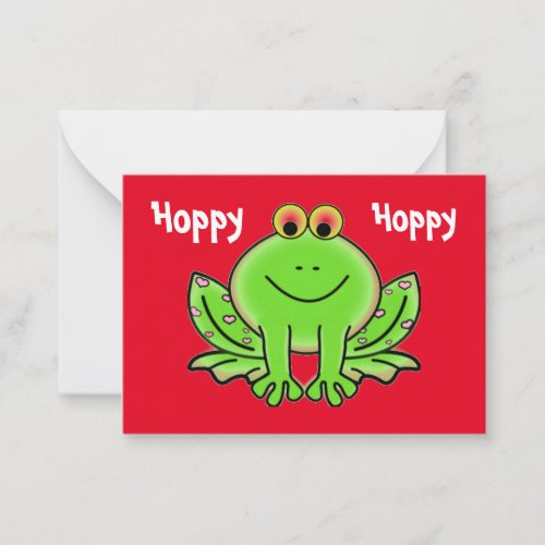Valentines Day Frog with Pink Hearts Kids Cards