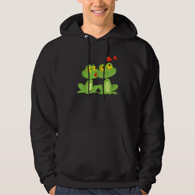 Valentines Day Frogs Heart Boyfriend Girlfriend Hoodie (Front)
