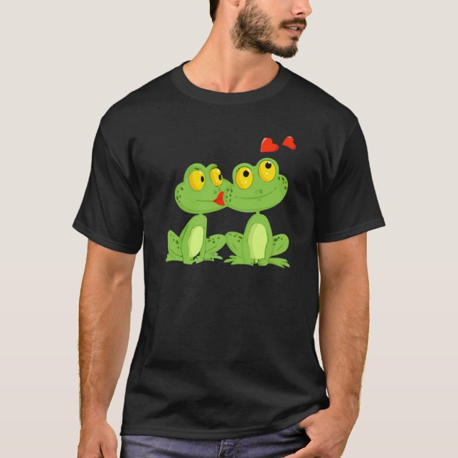 Valentines Day Frogs Heart Boyfriend Girlfriend T-Shirt (Front)