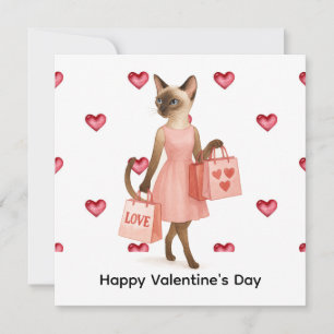 Valentine's Day from Cat Mom holding red heart Holiday Card