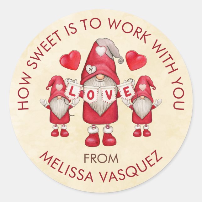 Valentine's Day From Name Coworkers Treats Favors  Classic Round Sticker (Front)