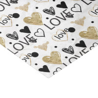 Valentine's Day - Fun Heart Patterns Blk/Brz Tissue Paper