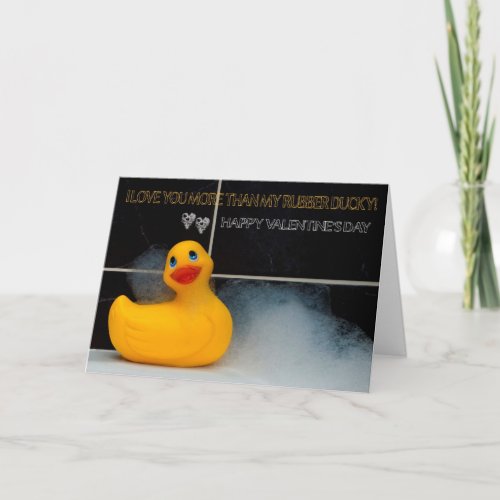 Valentines Day Fun With Orange Rubber Ducky Holiday Card
