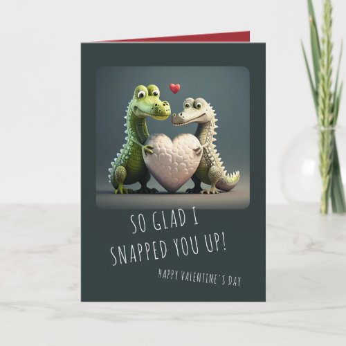 Valentines Day Funny Alligator Crocodile Couple Card