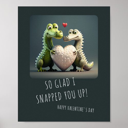 Valentines Day Funny Alligator Crocodile Couple Poster