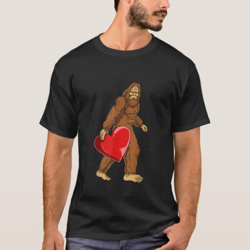 Valentines Day Funny Bigfoot Heart Boys Men  T_Shirt