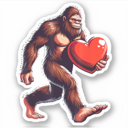 Valentines Day Funny Bigfoot Heart Sasquatch Lover Sticker