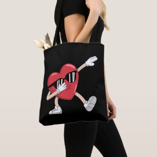 Valentine's Day Funny Boys Girls Dabbing Heart Tote Bag