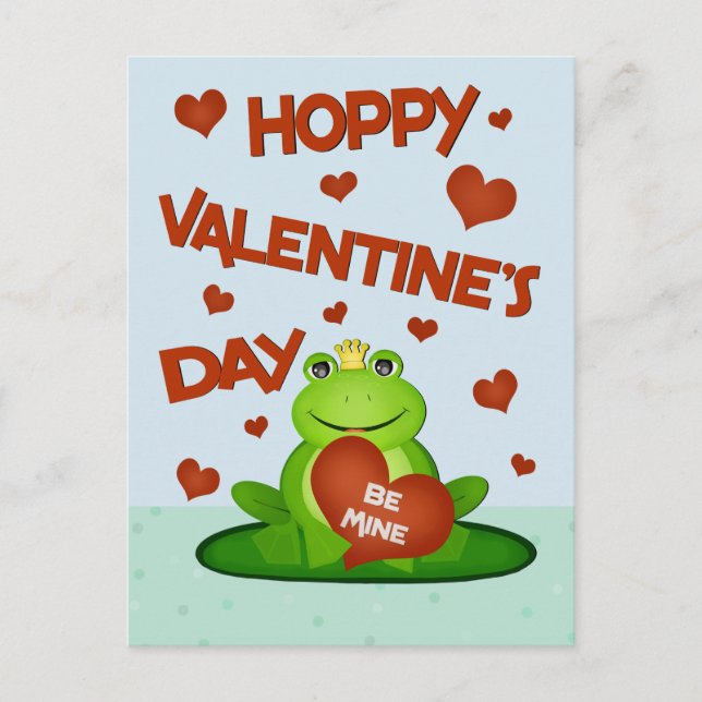 Valentine's Day Funny Cute Frog Prince Holiday Postcard (Front)