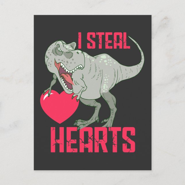 Valentines Day Funny Dinosaur Heartbreaker Boy Postcard (Front)