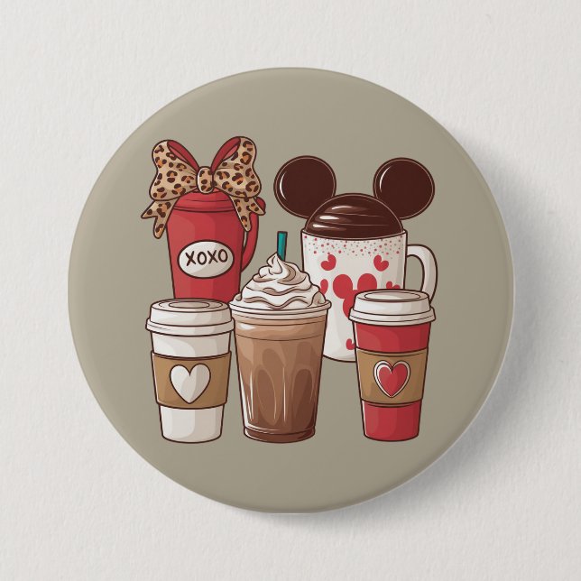 Valentine's Day Funny Latte Coffee Lover  Button (Front)