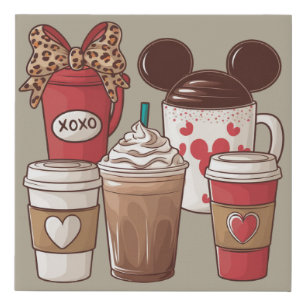 Valentine's Day Funny Latte Coffee Lover  Faux Canvas Print