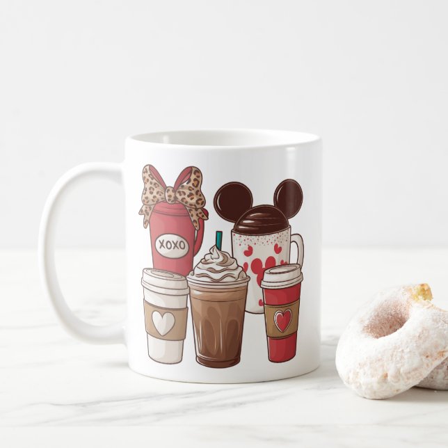 Valentine's Day Funny Latte Coffee Lover  Mug (With Donut)