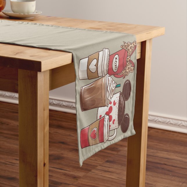 Valentine's Day Funny Latte Coffee Lover  Short Table Runner (In Situ)