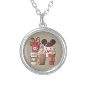 Valentine's Day Funny Latte Coffee Lover  Silver Plated Necklace