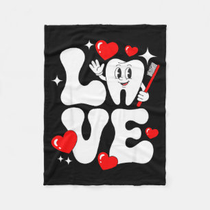 Valentines Day Funny Love Tooth Dental Life Heart  Fleece Blanket