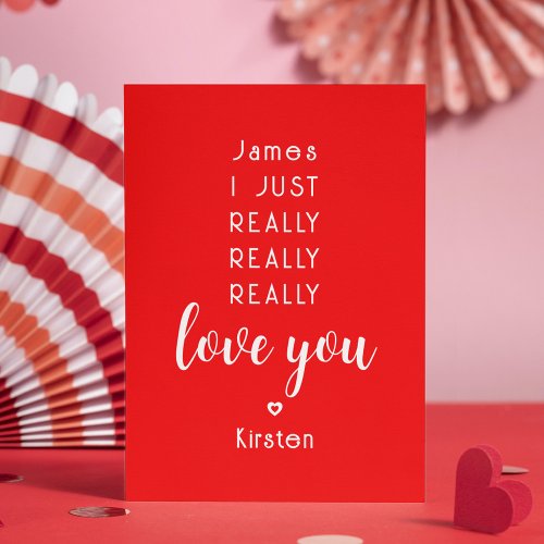 Valentines Day Funny Love You Personalized Name Holiday Card