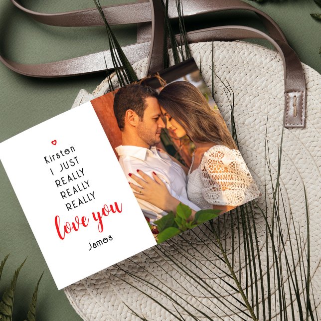 Valentines Day Funny Love You Photo Name Note Card (Creator Uploaded)