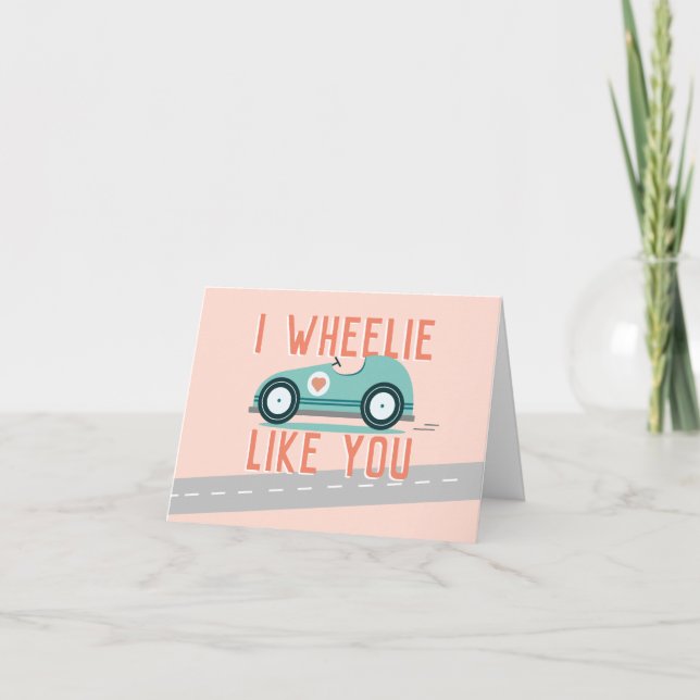 Valentine's Day Funny Race Car Themed Card (Front)