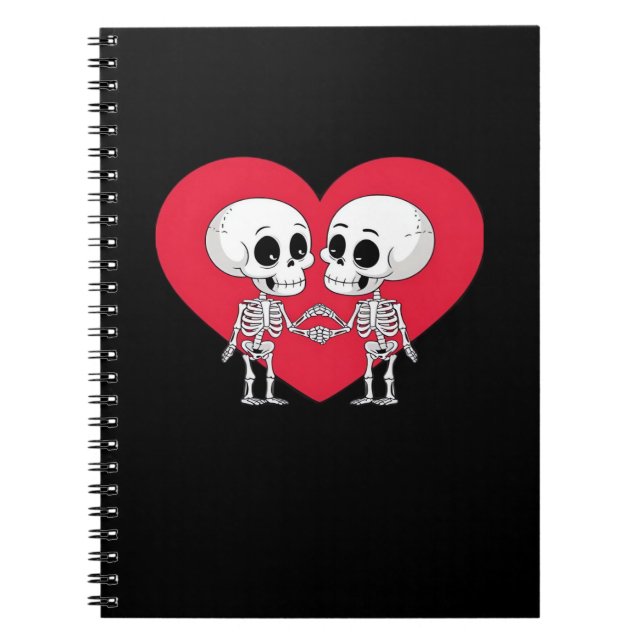Valentines Day Funny Skeleton Hand Heart  Notebook (Front)