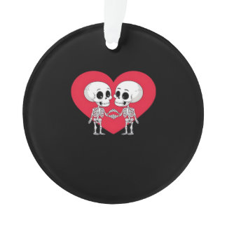 Valentines Day Funny Skeleton Hand Heart  Ornament
