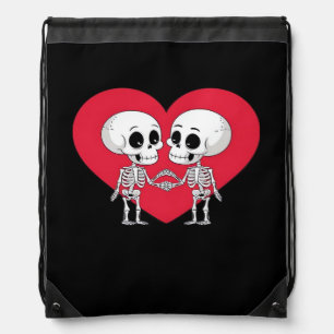 Valentines Day Funny Skeleton Hand Heart Playful  Drawstring Bag
